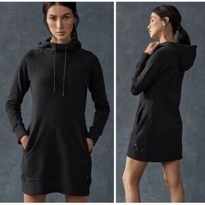 American Giant Scuba Hoodie Dress Women's Size Large Black Pullover Pockets